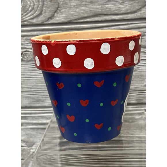 Santa Claus Flower Pot Handpainted Terra Cotta Christmas Holiday 4.25” - Picture 4 of 6